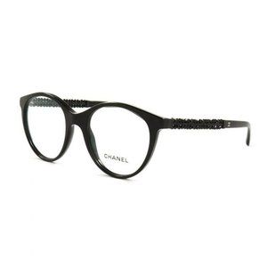 CHANEL 3363-B c.501 Round Signature Black Beads Eyeglasses
